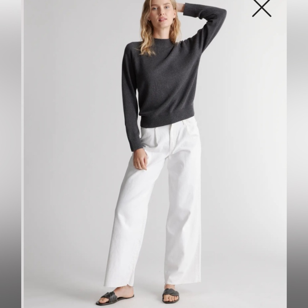 Sold Quince Organic Cotton Charcoal Grey Mock Neck Sweater Small - Picture 3 of 16